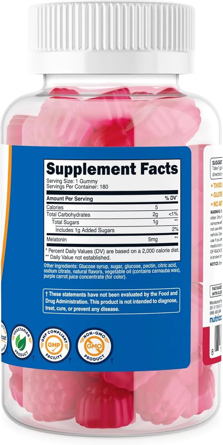 NUTRICOST - Nutricost Melatonin 5Mg. Strawberry Flavored 180 Gomitas - The Red Vitamin MX - Suplementos Alimenticios - {{ shop.shopifyCountryName }}