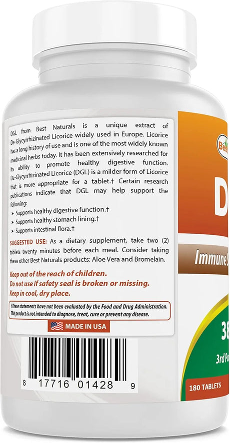 BEST NATURALS - Best Naturals DGL Chewable 380Mg. 180 Tabletas Masticables 2 Pack - The Red Vitamin MX - Suplementos Alimenticios - {{ shop.shopifyCountryName }}