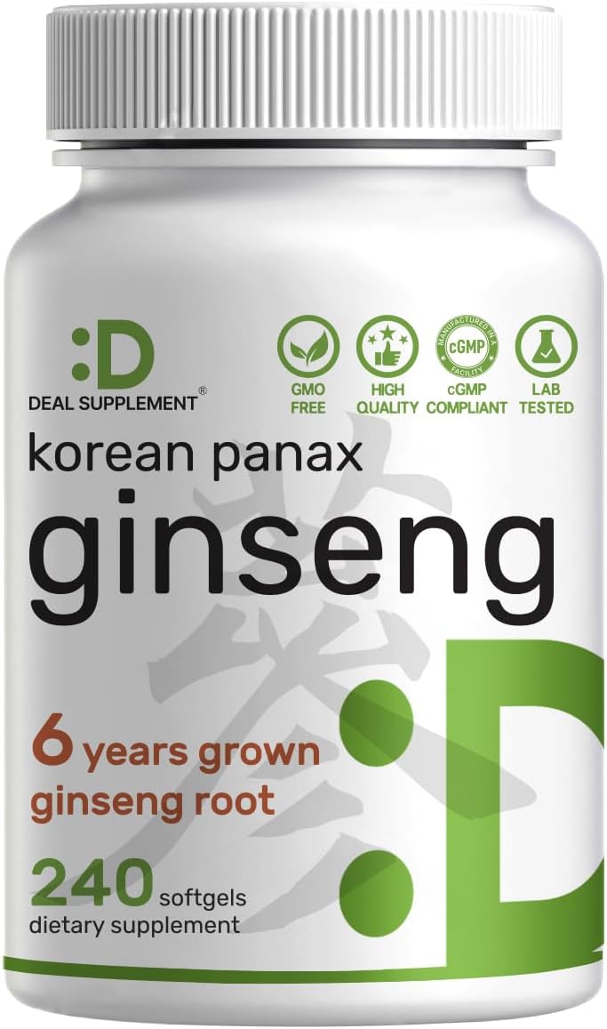 Deal Supplement Korean Red Panax Ginseng Root Extract 7500Mg. 240 Capsulas Blandas