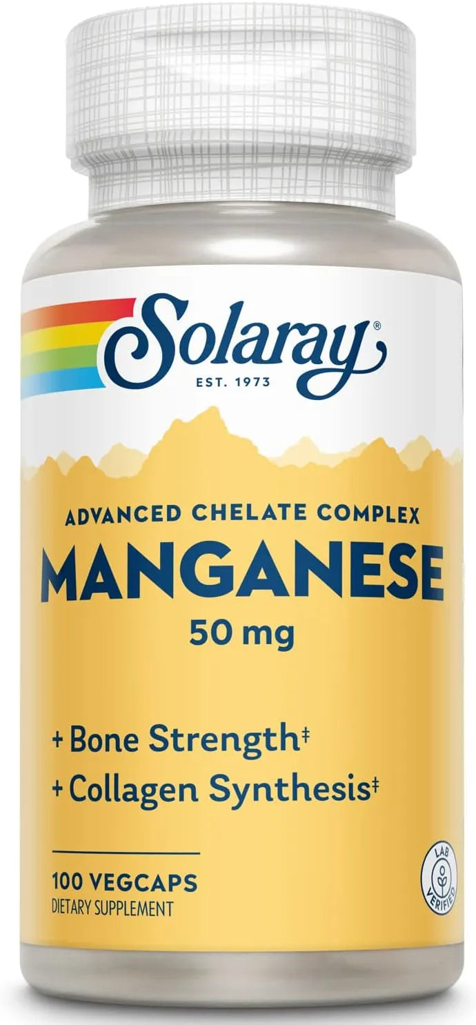 SOLARAY - Solaray Manganese 50Mg. 100 Capsulas - The Red Vitamin MX - Suplementos Alimenticios - {{ shop.shopifyCountryName }}