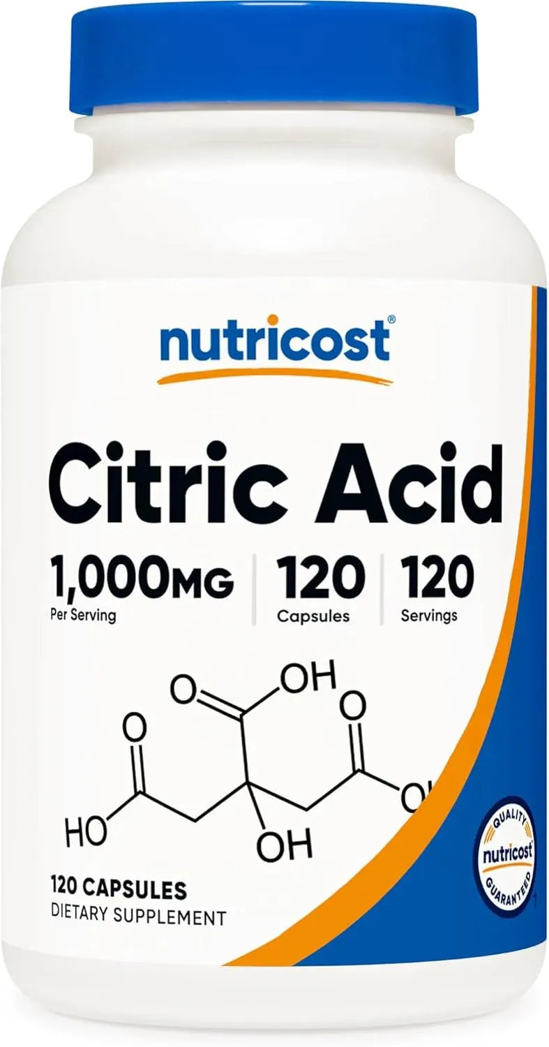 NUTRICOST - Nutricost Citric Acid 1000Mg. 120 Capsulas - The Red Vitamin MX - Suplementos Alimenticios - {{ shop.shopifyCountryName }}