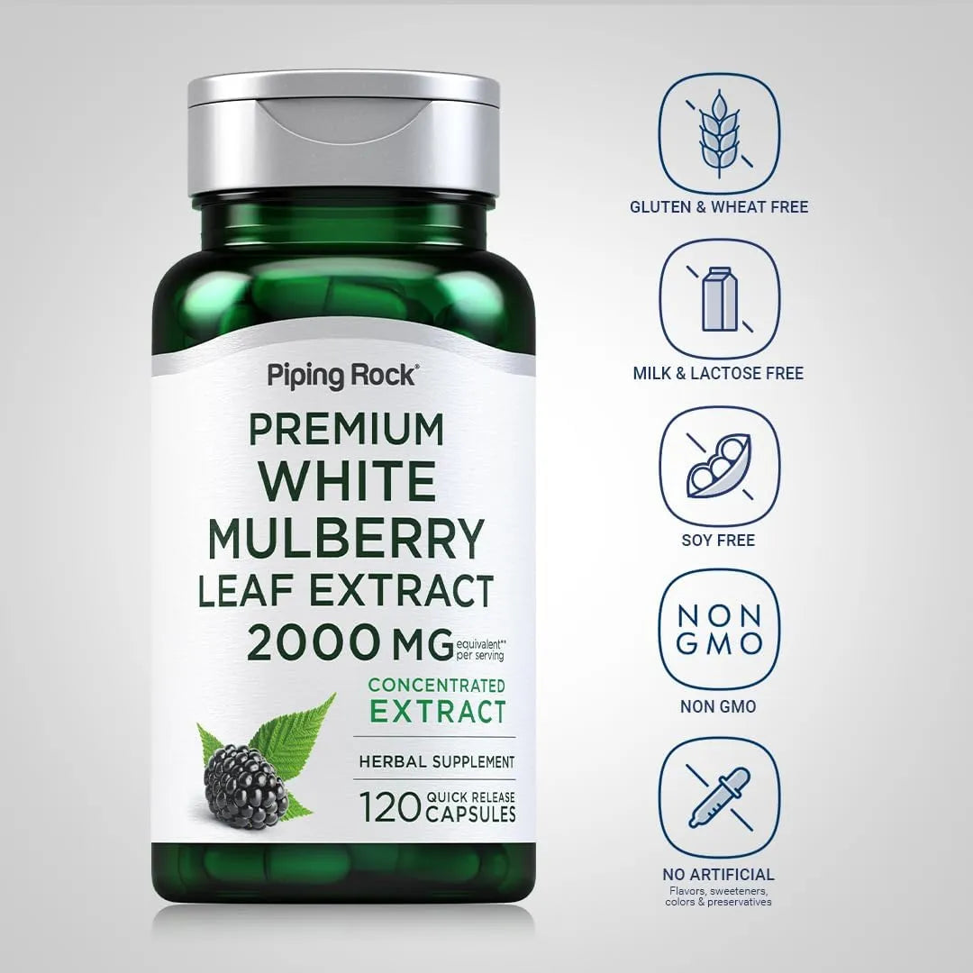 PIPING ROCK - Piping Rock Mulberry Leaf Extract 2000Mg. 120 Capsulas - The Red Vitamin MX - Suplementos Alimenticios - {{ shop.shopifyCountryName }}