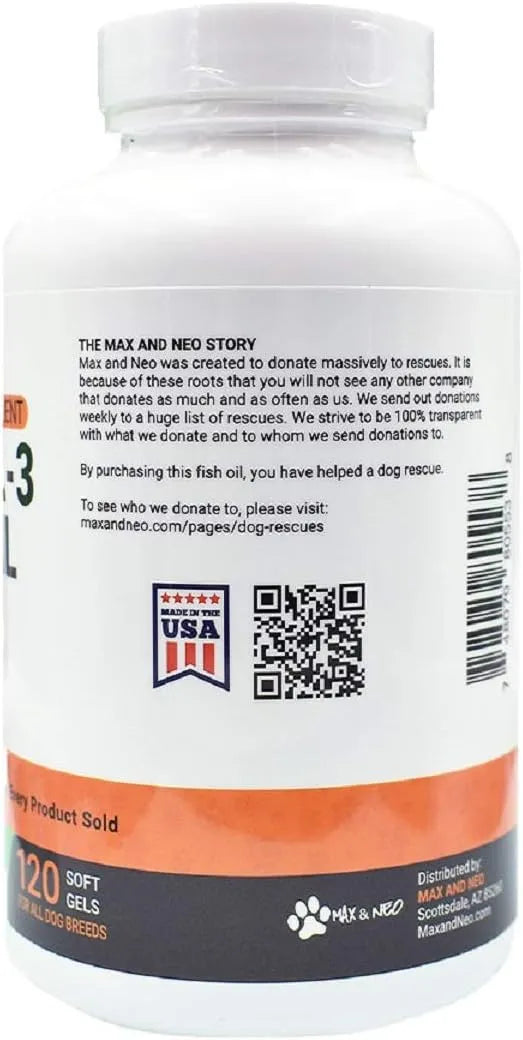MAX AND NEO - Max and Neo Omega 3 Fish Oil for Dogs 120 Capsulas Blandas - The Red Vitamin MX - Aceite De Pescado Para Perros - {{ shop.shopifyCountryName }}