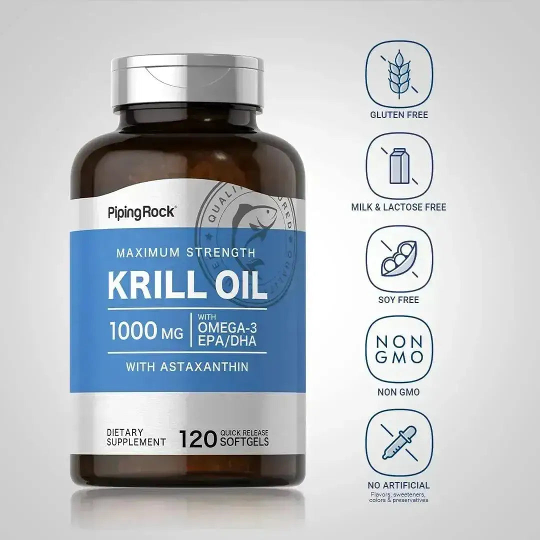 PIPING ROCK - Piping Rock Krill Oil Omega 3 1000Mg. 120 Capsulas Blandas - The Red Vitamin MX - Suplementos Alimenticios - {{ shop.shopifyCountryName }}