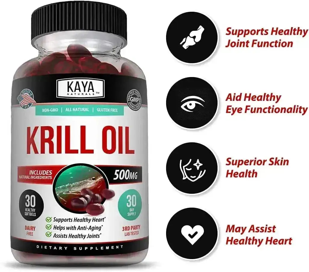 KAYA NATURALS - Kaya Naturals Antarctic Krill Oil 500Mg. 60 Capsulas Blandas - The Red Vitamin MX - Suplementos Alimenticios - {{ shop.shopifyCountryName }}