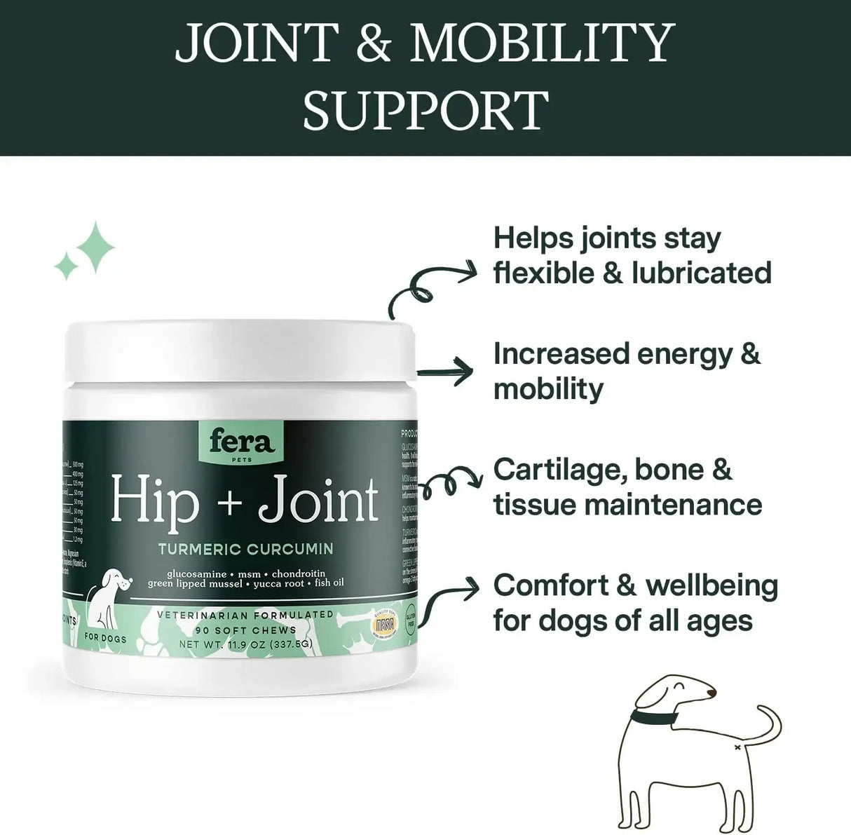 FERA PETS - Fera Pet Organics Hip + Joint Supplement for Dogs 90 Masticables - The Red Vitamin MX - Cuidado De Cadera Y Articulaciones Para Perros - {{ shop.shopifyCountryName }}