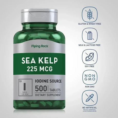 PIPING ROCK - Piping Rock Sea Kelp 225mcg 500 Tabletas - The Red Vitamin MX - Suplementos Alimenticios - {{ shop.shopifyCountryName }}