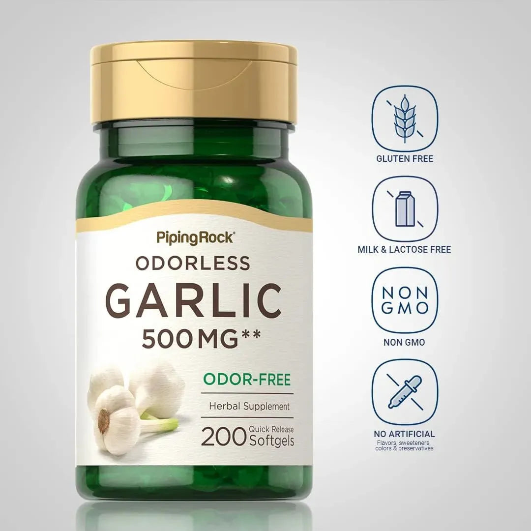 PIPING ROCK - Piping Rock Odorless Garlic 500Mg. 200 Capsulas Blandas - The Red Vitamin MX - Suplementos Alimenticios - {{ shop.shopifyCountryName }}