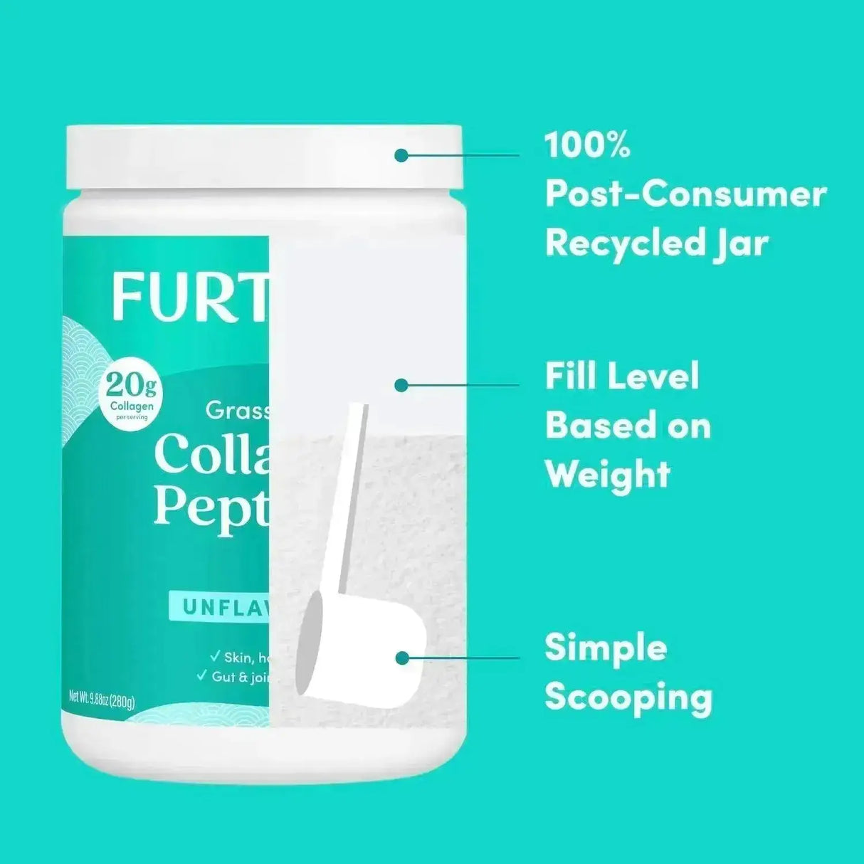 FURTHER FOOD - Further Food Unflavored Collagen Peptides Powder 280Gr. - The Red Vitamin MX - Suplementos Alimenticios - {{ shop.shopifyCountryName }}