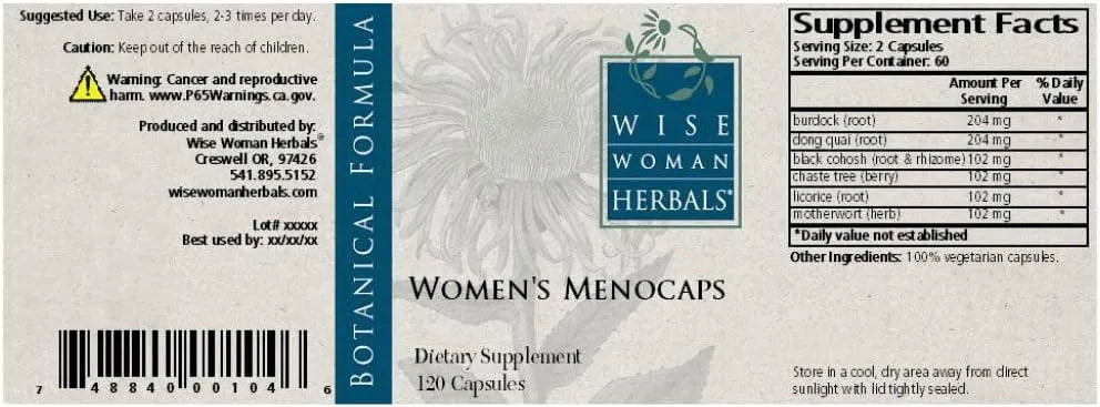 WISE WOMAN HERBALS - Wise Woman Herbals Women’s Menocaps 120 Capsulas - The Red Vitamin MX - Suplementos Alimenticios - {{ shop.shopifyCountryName }}
