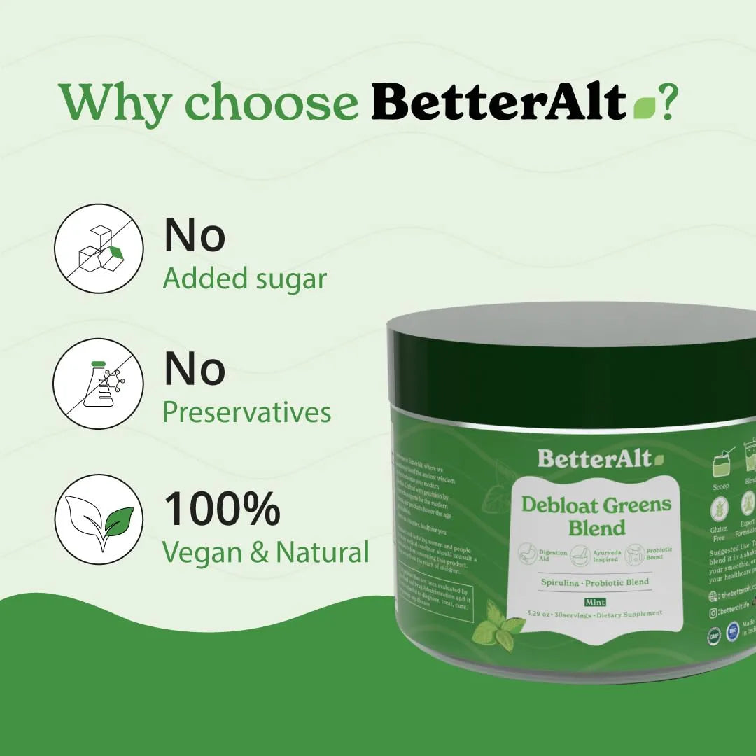 BETTER ALT - Better Alt Debloat Greens Blend 30 Servicios Mint Flavor 5.29 Oz. - The Red Vitamin MX - Suplementos Alimenticios - {{ shop.shopifyCountryName }}