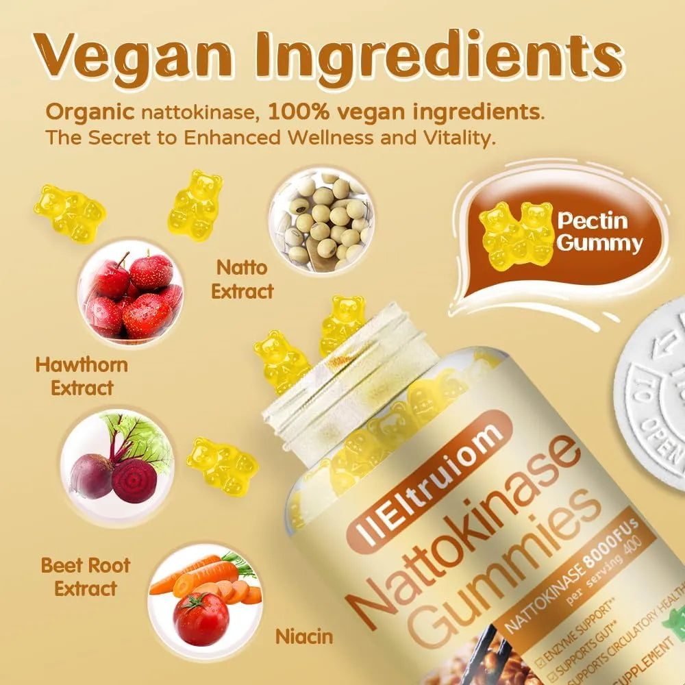 IIETRUIOM - IIEltruiom Nattokinase 8,000 FU Gummies 60 Gomitas - The Red Vitamin MX - Suplementos Alimenticios - {{ shop.shopifyCountryName }}