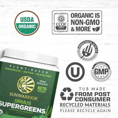 SUNWARRIOR - Sunwarrior Organic Ormus Supergreens Natural 225Gr. - The Red Vitamin MX - Suplementos Alimenticios - {{ shop.shopifyCountryName }}