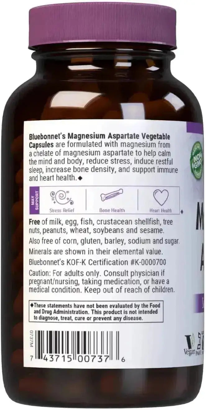 BLUEBONNET NUTRITION - Bluebonnet Nutrition Magnesium Aspartate 200 Capsulas - The Red Vitamin MX - Suplementos Alimenticios - {{ shop.shopifyCountryName }}
