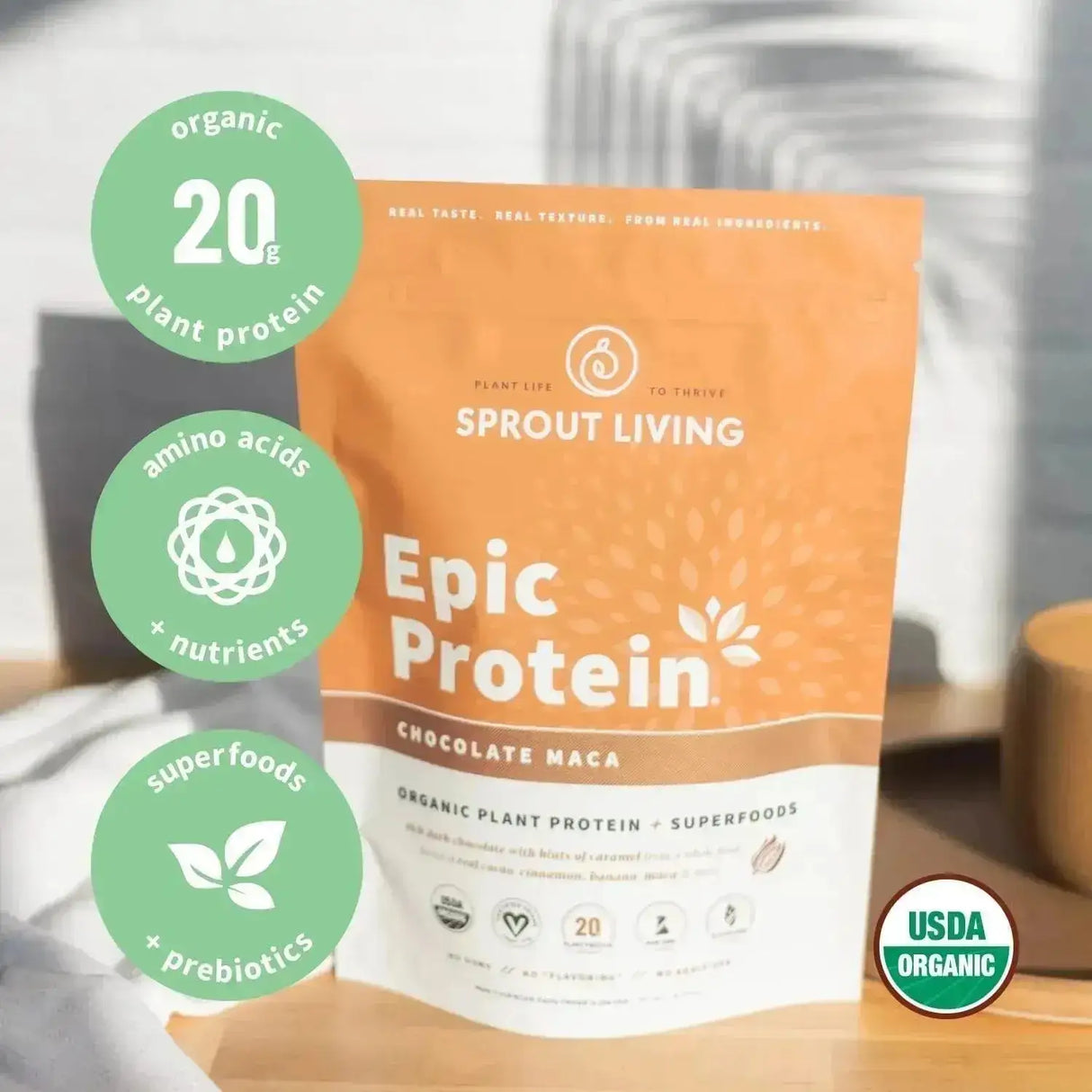 SPROUT LIVING - Sprout Living Epic Protein Plant Based Protein & Superfoods Powder Chocolate Maca 456Gr. - The Red Vitamin MX - Suplementos Alimenticios - {{ shop.shopifyCountryName }}