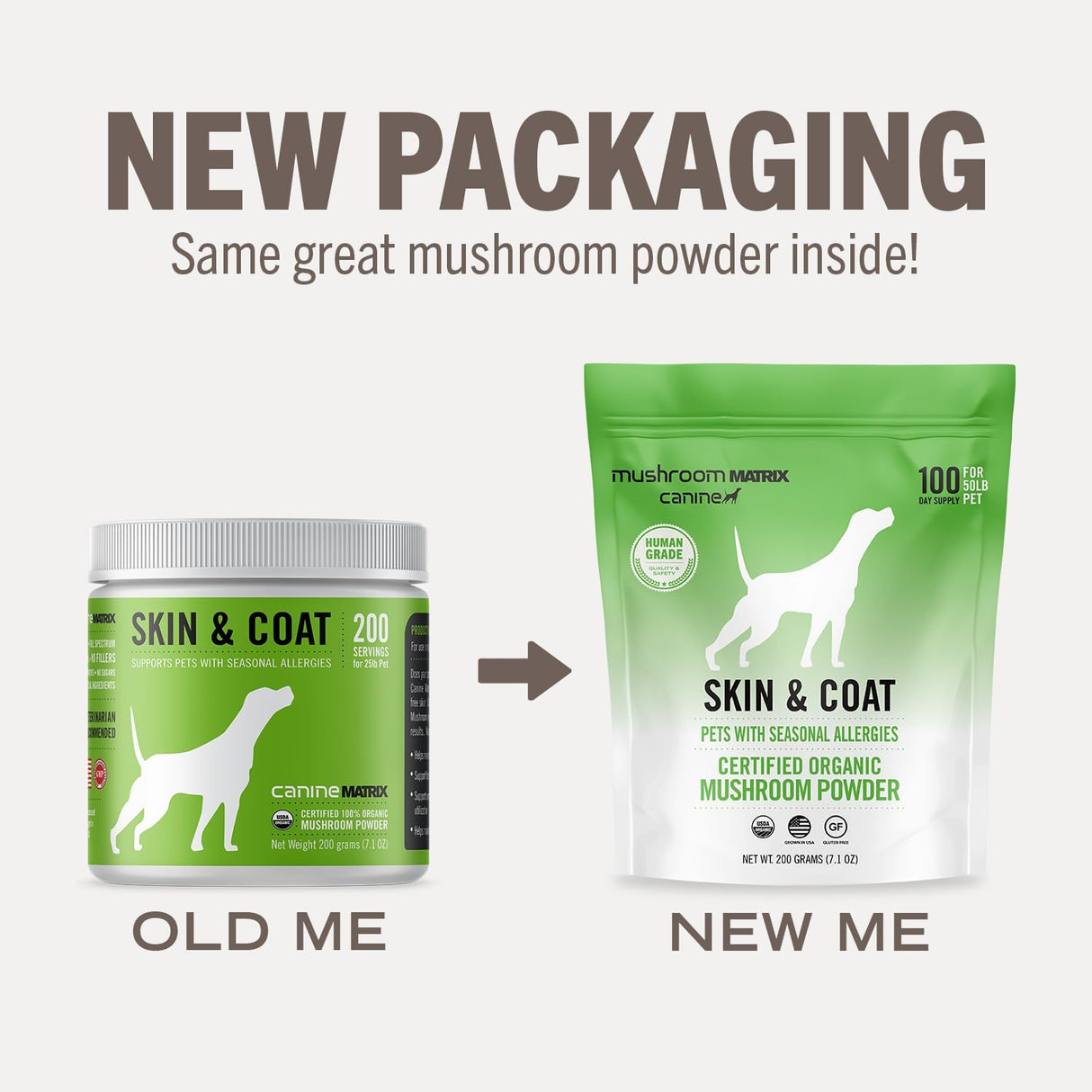 OM - Om Mushroom Matrix Pet Canine Skin & Coat 200Gr. - The Red Vitamin MX - Suplementos Herbales Para Perros - {{ shop.shopifyCountryName }}