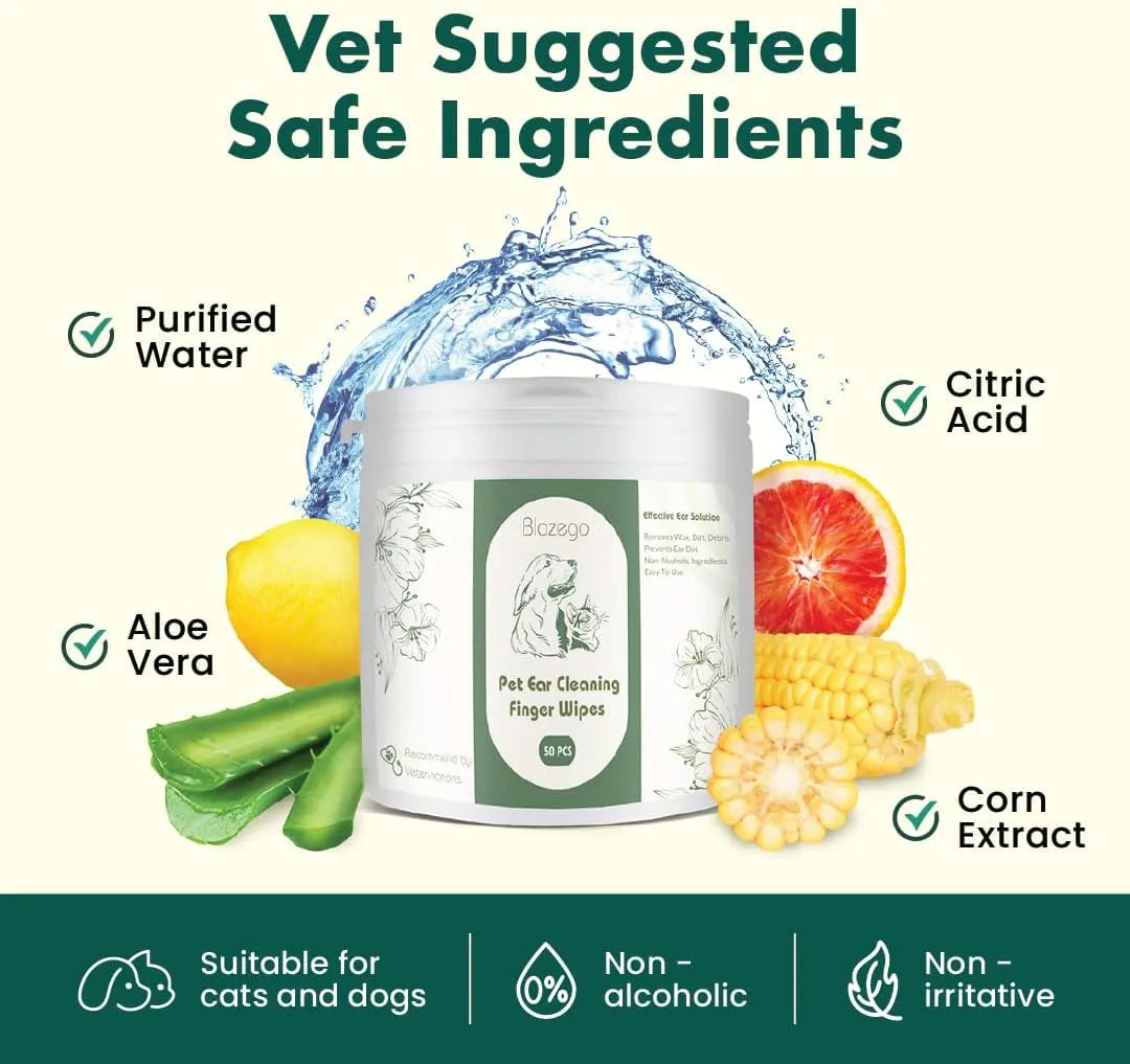 BLAZEGO - Blazego Ear Finger Wipes for Pets 50 Toallitas - The Red Vitamin MX - Cuidado Del Oído De Perros - {{ shop.shopifyCountryName }}