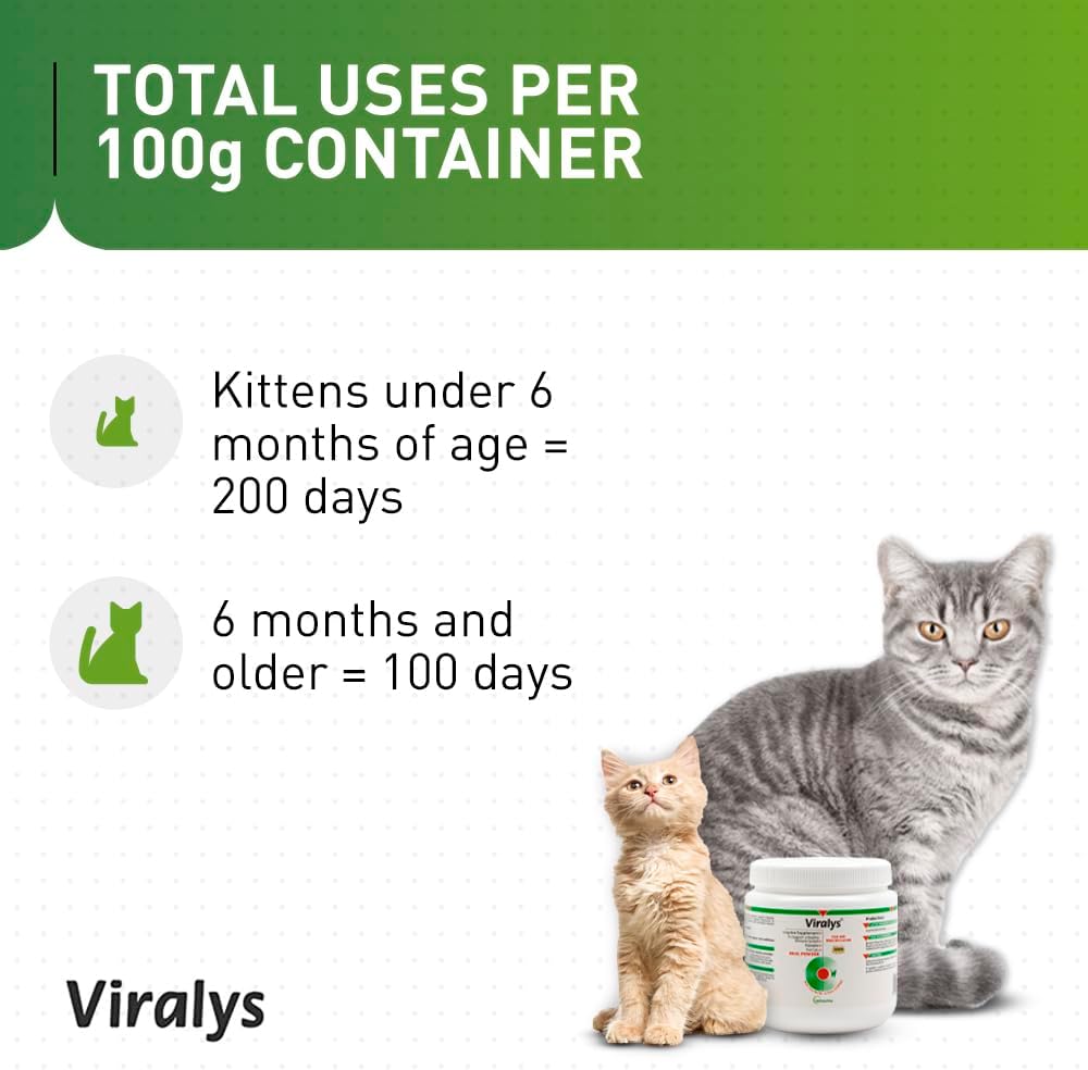 Vetoquinol Viralys Daily L-Lysine Powder for Cats and Kittens 100Gr.