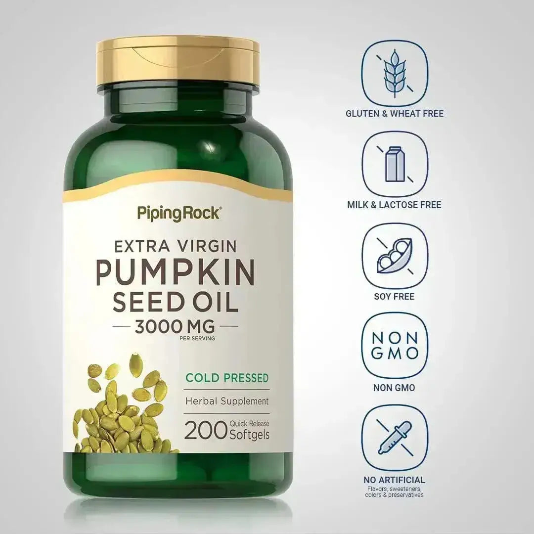 PIPING ROCK - Piping Rock Pumpkin Seed Oil 3000Mg. 200 Capsulas Blandas - The Red Vitamin MX - Suplementos Alimenticios - {{ shop.shopifyCountryName }}