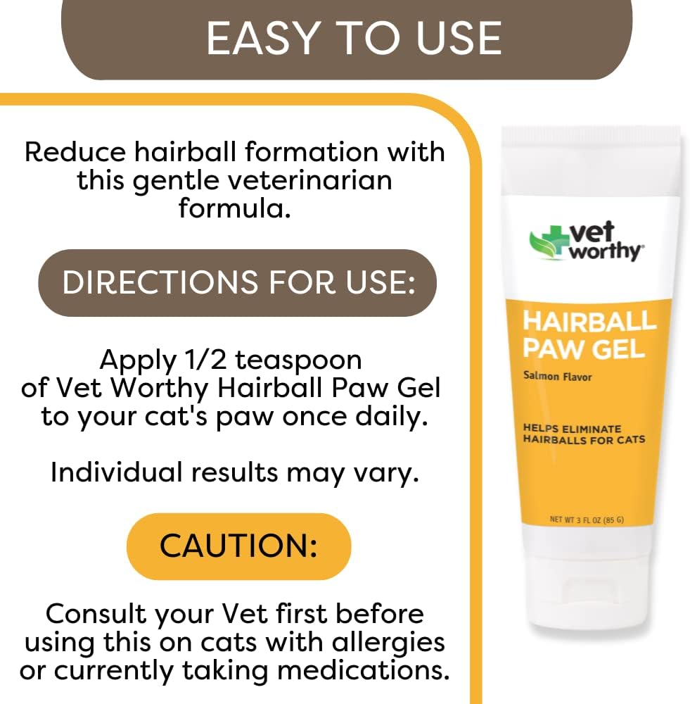 Vet Worthy Hairball Paw Gel Aid for Cats 5 Oz.