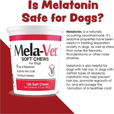 META VET - Mela-Vet Melatonin Calming Soft Chews for Dogs 120 Masticables - The Red Vitamin MX - Relajantes Para Perros - {{ shop.shopifyCountryName }}