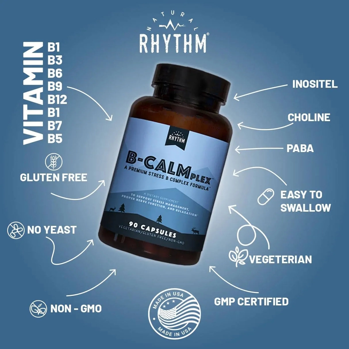 NATURAL RHYTHM - Natural Rhythm B-CALMplex 90 Capsulas - The Red Vitamin MX - Suplementos Alimenticios - {{ shop.shopifyCountryName }}