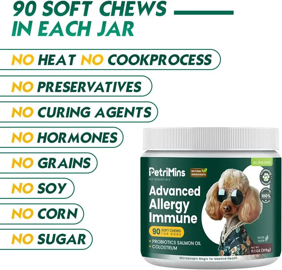 PETRIMINS - PetriMins Advanced Allergy Immune Itch Relief for Dogs Bacon 90 Masticables - The Red Vitamin MX - Remedios Para La Picazón De Perros - {{ shop.shopifyCountryName }}