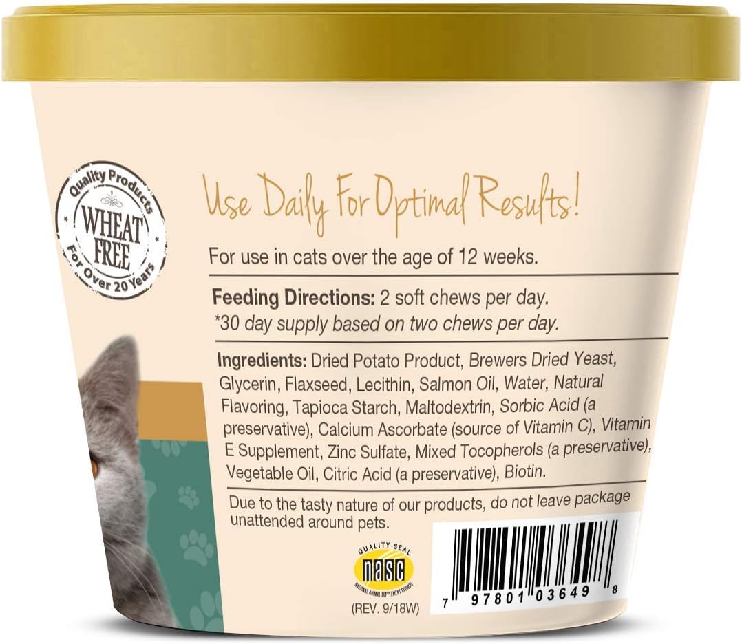 NaturVet Skin & Coat Plus Omegas for Cats 60 Masticables