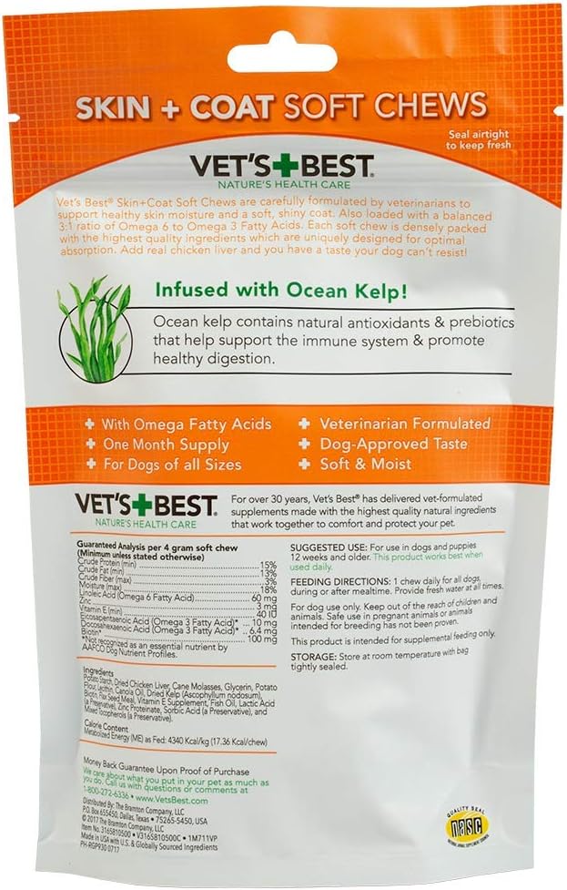 Vet's Best Skin & Coat Dog Supplements 50 Tabletas Masticables