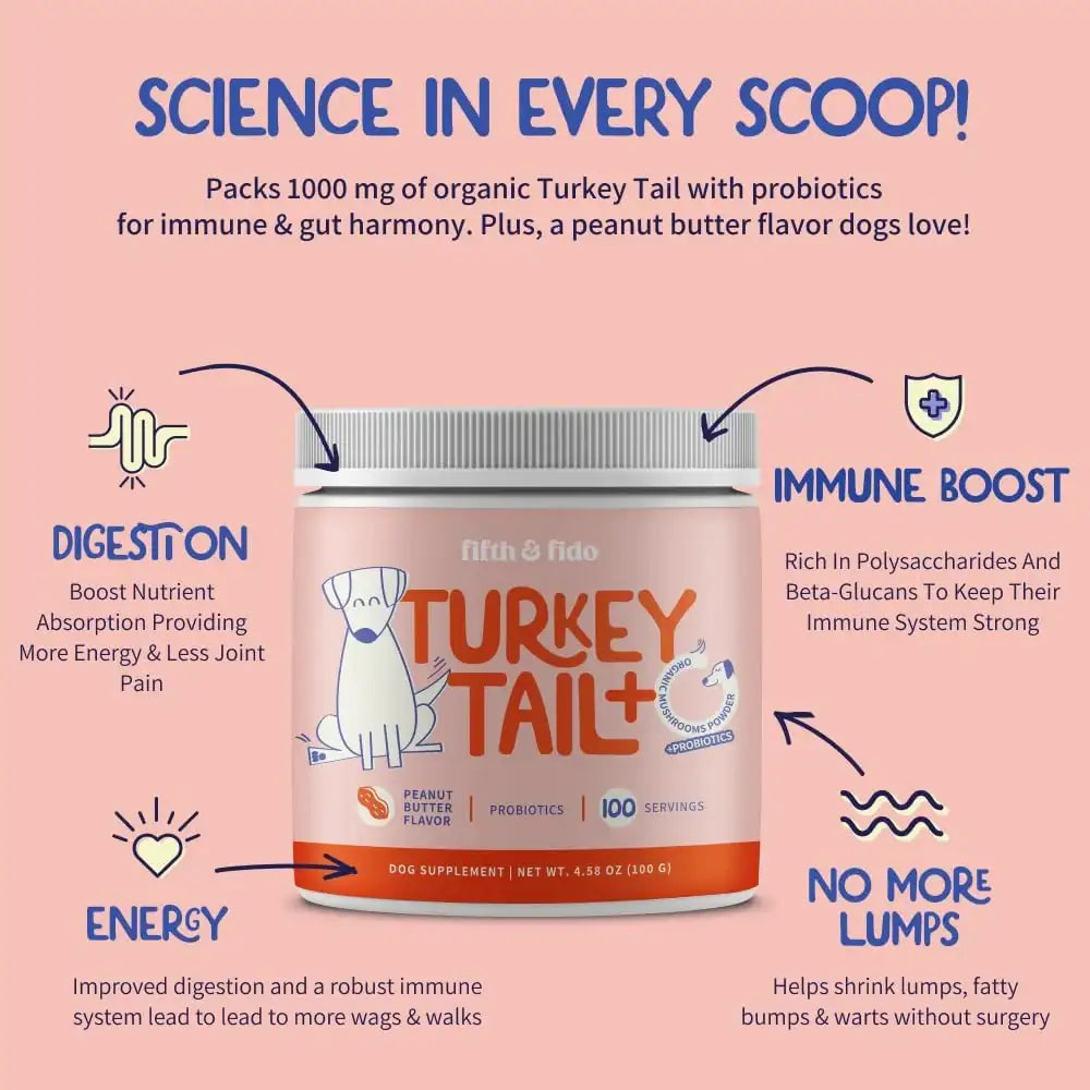 FIFTH & FIDO - Fifth & Fido Turkey Tail Mushroom for Dogs 100 Servicios 105Gr. - The Red Vitamin MX - Suplementos Herbales Para Perros - {{ shop.shopifyCountryName }}