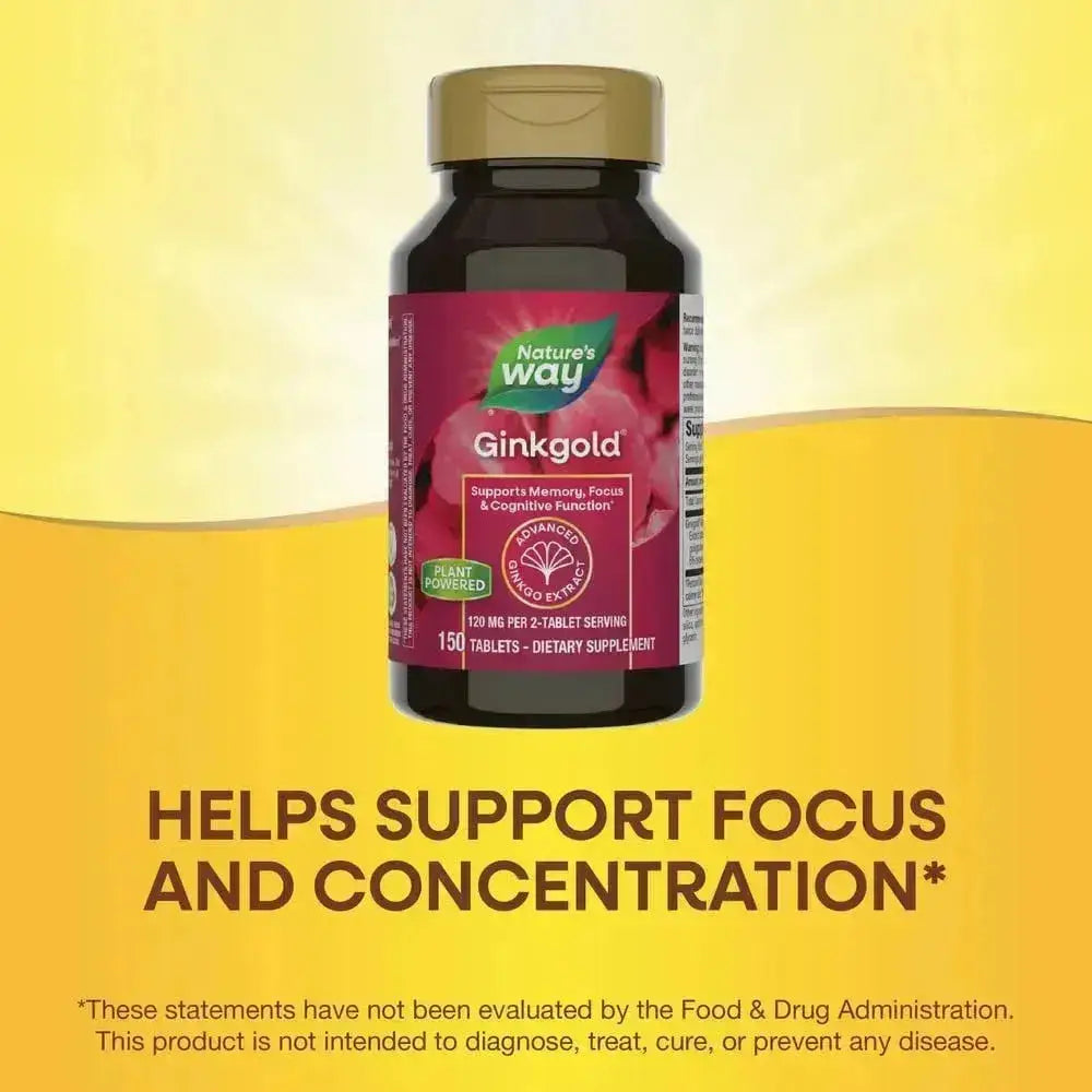 NATURE'S WAY - Nature's Way Ginkgold Advanced Ginkgo Extract 150 Tabletas - The Red Vitamin MX - Suplementos Alimenticios - {{ shop.shopifyCountryName }}