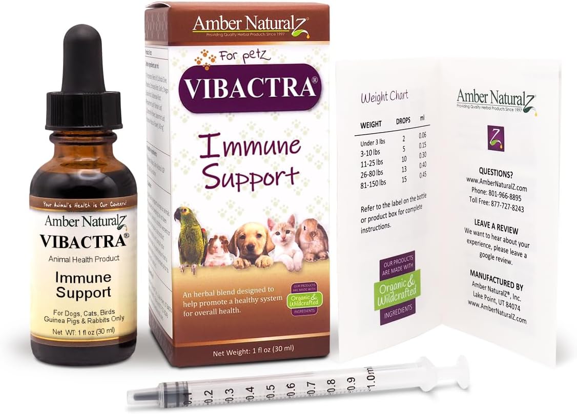 Amber NaturalZ Vibactra Immune Support Herbal Supplement for Dogs 1 Fl.Oz.