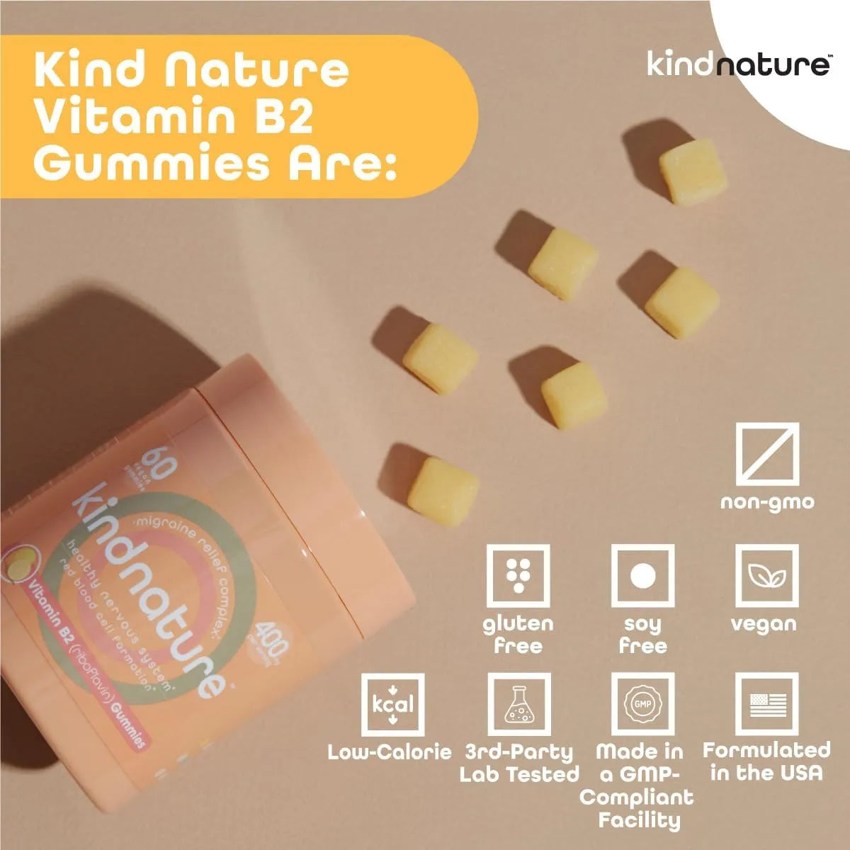 KIND NATURE - Kind Nature Vitamin B2 Gummies 400Mg. 60 Gomitas - The Red Vitamin MX - Suplementos Alimenticios - {{ shop.shopifyCountryName }}