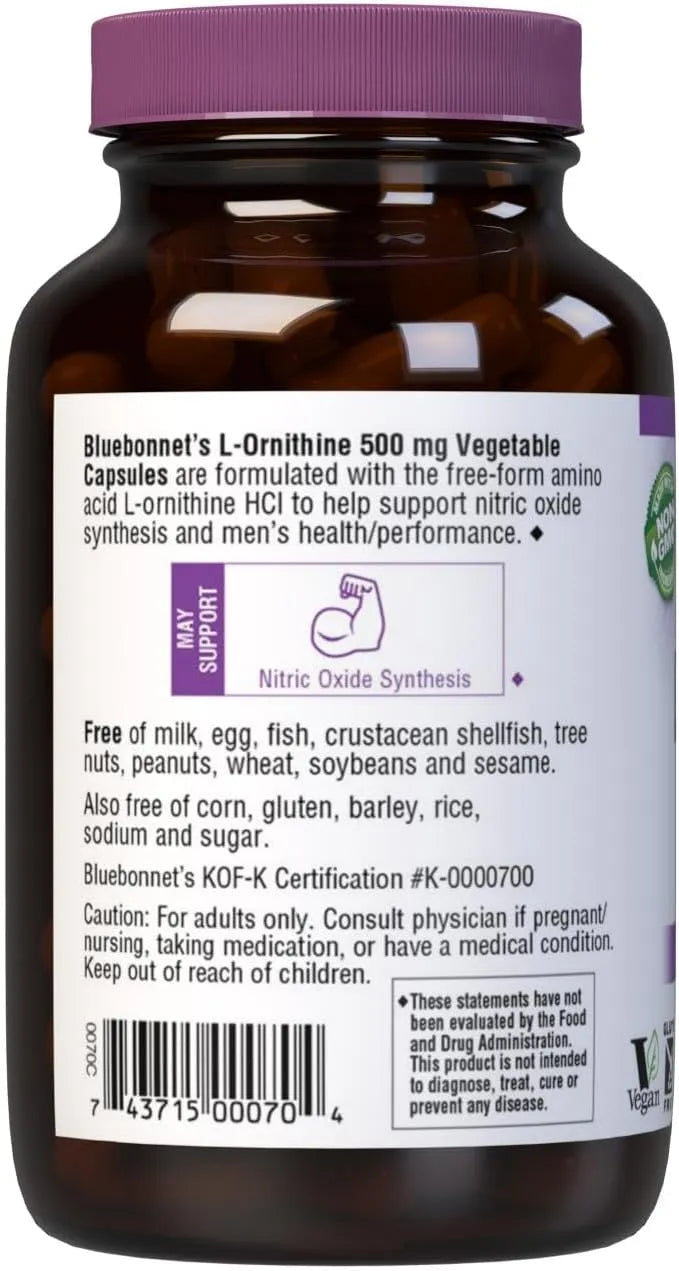 BLUEBONNET NUTRITION - Bluebonnet Nutrition L-Ornithine 500Mg. 100 Capsulas - The Red Vitamin MX - Suplementos Alimenticios - {{ shop.shopifyCountryName }}