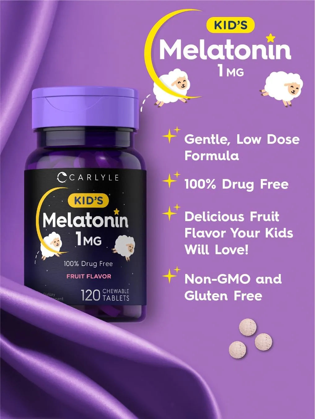 CARLYLE - Carlyle Kids Melatonin 1Mg. 120 Tabletas Masticables - The Red Vitamin MX - Suplementos Alimenticios - {{ shop.shopifyCountryName }}