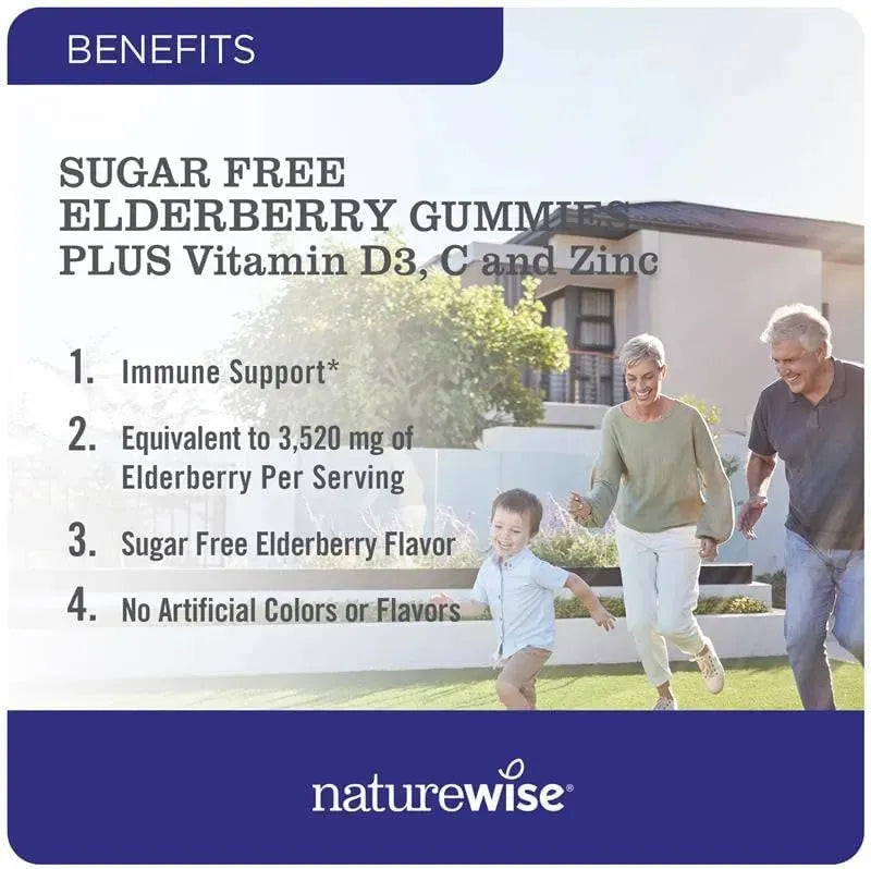 NATUREWISE - NatureWise Sambucus Elderberry Gummies Sugar-Free 90 Gomitas - The Red Vitamin MX - Suplementos Alimenticios - {{ shop.shopifyCountryName }}