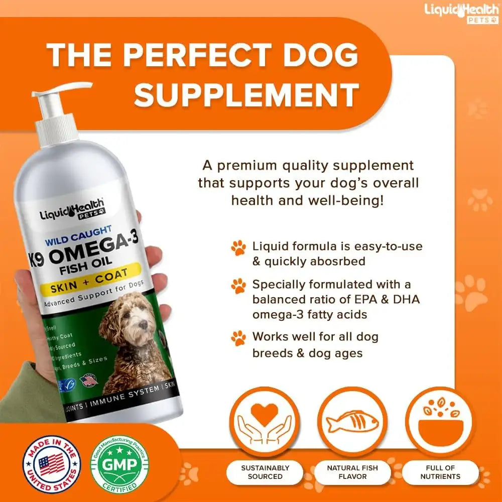 LIQUIDHEALTH - Liquid Health Pets K9 Omega 3 Fish Oil for Dogs 16 Fl.Oz. 2 Pack - The Red Vitamin MX - Aceite De Pescado Para Perros - {{ shop.shopifyCountryName }}