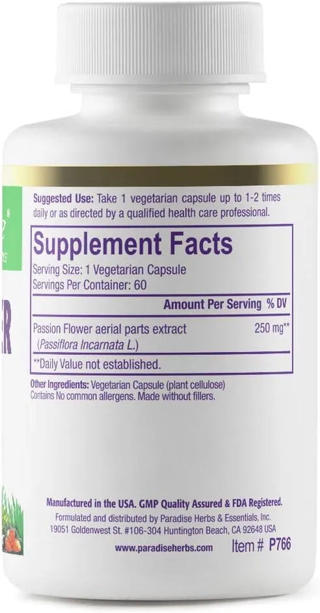 PARADISE HERBS - Paradise Herbs Passion Flower 60 Capsulas - The Red Vitamin MX - Suplementos Alimenticios - {{ shop.shopifyCountryName }}