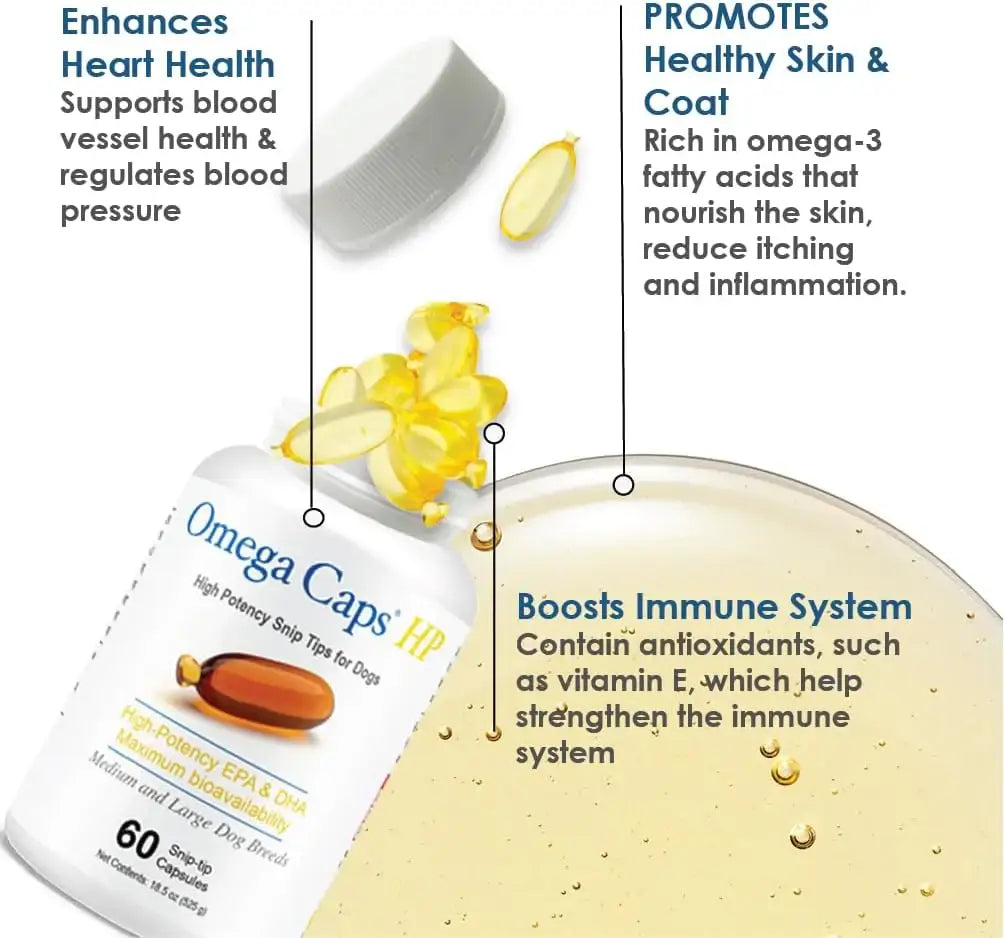 OMEGA-CAPS ES - OMEGA-CAPS ES Omega-Caps High Potency Snip Tips for Medium to Large Breeds 60 Capsulas - The Red Vitamin MX - Aceite De Pescado Para Perros - {{ shop.shopifyCountryName }}