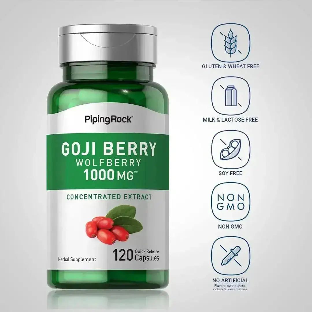 PIPING ROCK - Piping Rock Goji Berry 1000Mg. 120 Capsulas - The Red Vitamin MX - Suplementos Alimenticios - {{ shop.shopifyCountryName }}