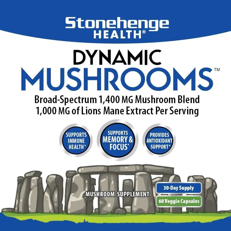 STONEHENGE HEALTH - Stonehenge Health Dynamic Mushrooms 60 Capsulas - The Red Vitamin MX - Suplementos Alimenticios - {{ shop.shopifyCountryName }}