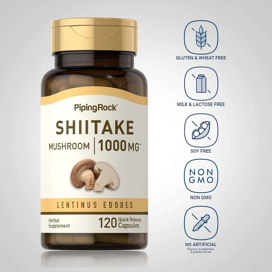 PIPING ROCK - Piping Rock Shiitake Mushroom Extract 1000Mg. 120 Capsulas - The Red Vitamin MX - Suplementos Alimenticios - {{ shop.shopifyCountryName }}