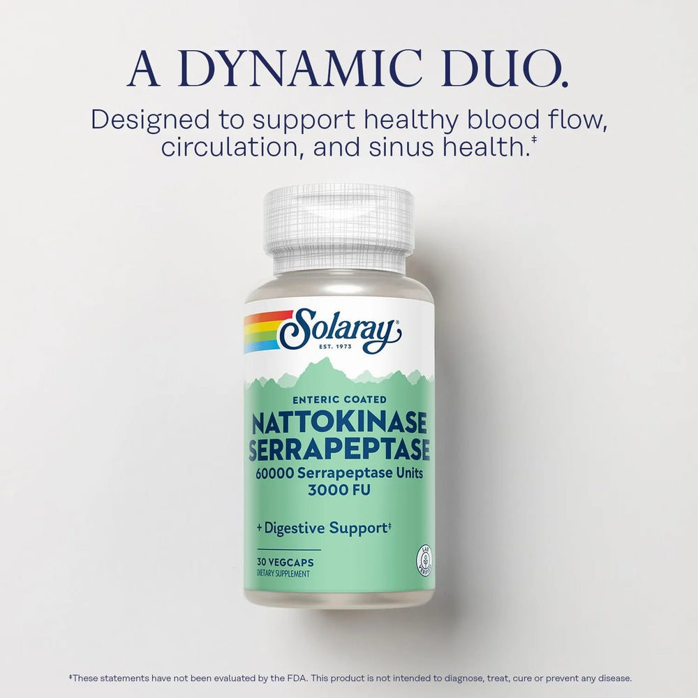 SOLARAY - SOLARAY Nattokinase Serrapeptase 3000 FU 30 Capsulas - The Red Vitamin MX - Suplementos Alimenticios - {{ shop.shopifyCountryName }}