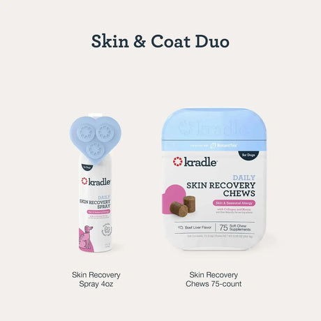 KRADLE - Kradle Skin Recovery Chews for Dogs 75 Masticables Biotin Collagen Zinc + Anti-Itch Spray 4 Fl.Oz. - The Red Vitamin MX - Remedios Para La Picazón De Perros - {{ shop.shopifyCountryName }}