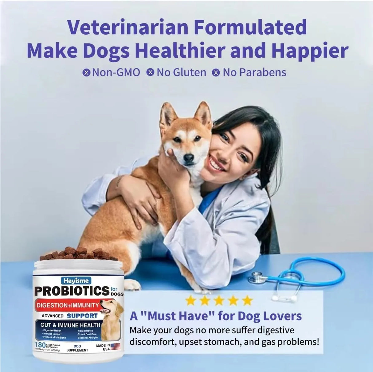 HEYISME - HEYISME Probiotics for Dogs Bacon 180 Masticables - The Red Vitamin MX - Probióticos Para Perros - {{ shop.shopifyCountryName }}