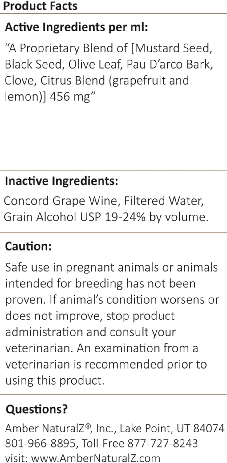 Amber NaturalZ Vibactra Immune Support Herbal Supplement for Dogs 1 Fl.Oz.