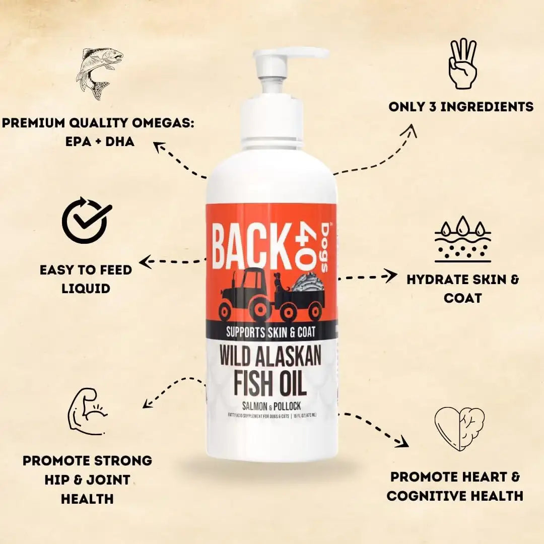 BACK 40 DOGS - Back 40 Dogs Wild Alaskan Fish Oil for Dogs 16 Fl.Oz. - The Red Vitamin MX - Aceite De Pescado Para Perros - {{ shop.shopifyCountryName }}