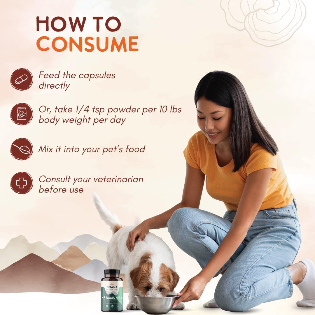 OHANA - Ohana K9 Immunity Organic Mushroom Extracts 90 Capsulas - The Red Vitamin MX - Suplementos Herbales Para Perros - {{ shop.shopifyCountryName }}