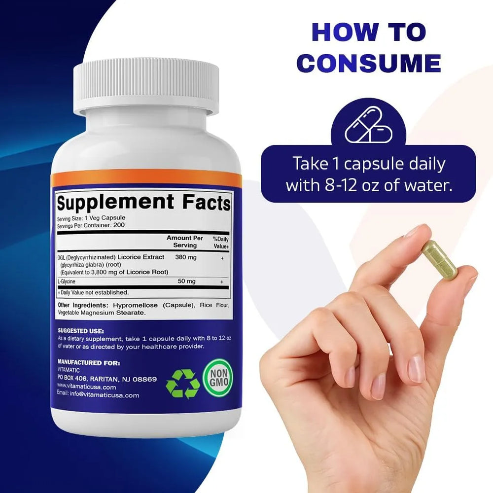 VITAMATIC - Vitamatic DGL Licorice 10:1 Extract 380Mg. 200 Capsulas - The Red Vitamin MX - Suplementos Alimenticios - {{ shop.shopifyCountryName }}