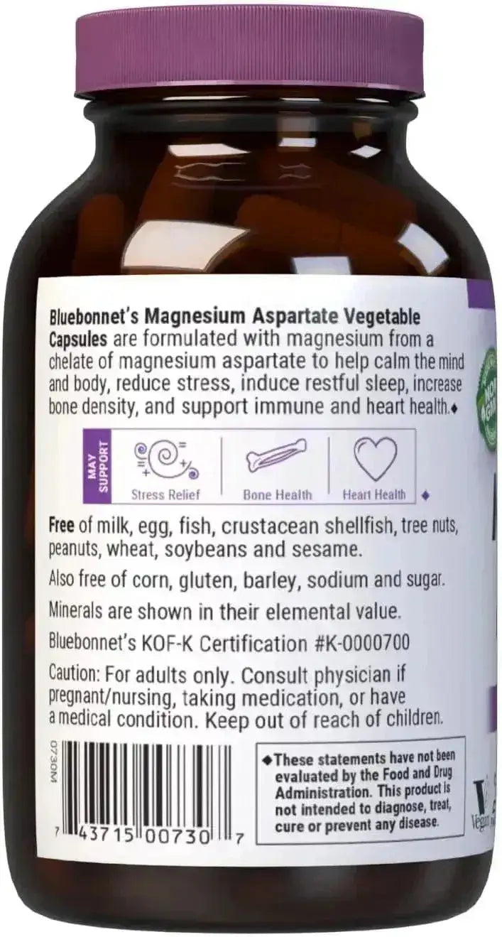 BLUEBONNET NUTRITION - Bluebonnet Nutrition Magnesium Aspartate 100 Capsulas - The Red Vitamin MX - Suplementos Alimenticios - {{ shop.shopifyCountryName }}